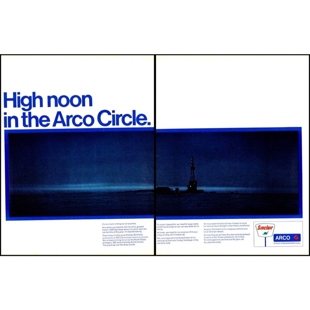 1970 Arco Atlantic Richfield 2 Page Vintage Print Ad Arctic Circle Oil Drilling